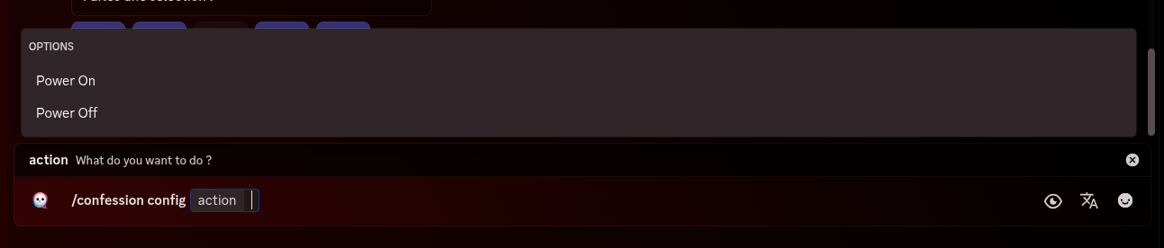 The two configuration options of the /confession config command