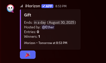Embed presenting the prize to be won where users can participate by clicking a button.