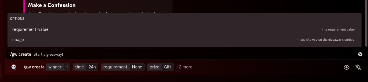 Giveaway creation options (time, prize, prerequisites, etc.)