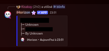 Embed showing blacklist information of a user