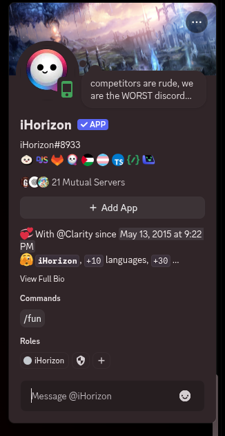 Phone status on the iHorizon profile