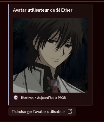 Embed envoyé par le bot présentant une photo de profil d'un utilisateur présent dans le serveur.